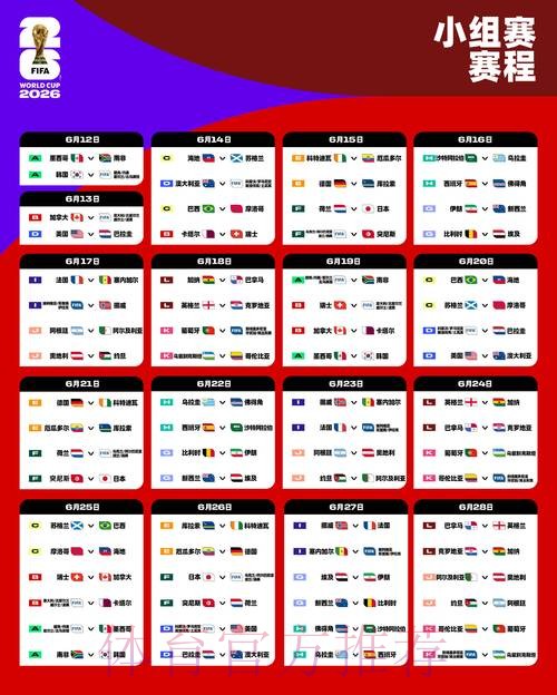 2026世界杯小组赛详细日程安排